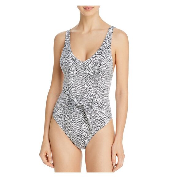 PRISM Other - PRISM Women's Snake Grey Snake Print High Leg Tie Knot One Piece Swimsuit S